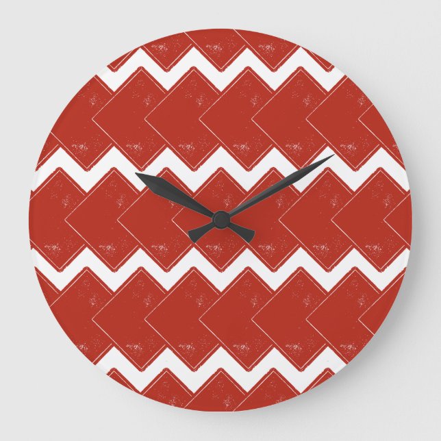 Relógio Grande Deck of Red Squares (Frente)