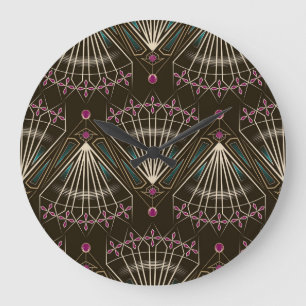 Relógio Grande Deco de arte antiga, padrão geométrico