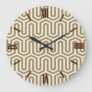 Relógio Grande Deco Egípcio Motif - taupe e White Clock