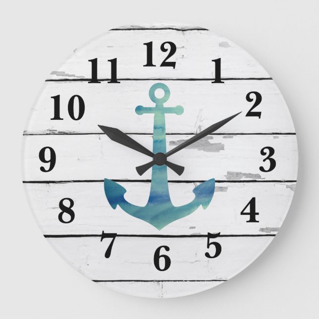 Relógio Grande Decor Russo Anchor Azul Náutico (Frente)