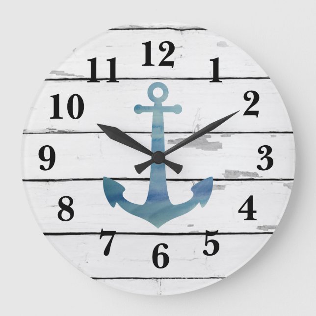 Relógio Grande Decor Russo Anchor Azul Náutico (Frente)