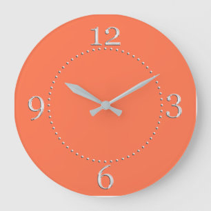 Relógio Grande Decoração coral Salmon da cor em a