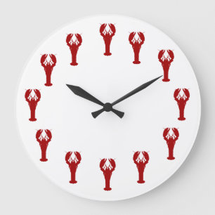 Relógio Grande Decoração de Muro de Lagosta Vermelha de frutos 