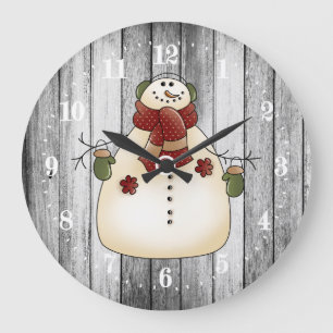 Relógio Grande Decoração festiva do feriado do boneco de neve d