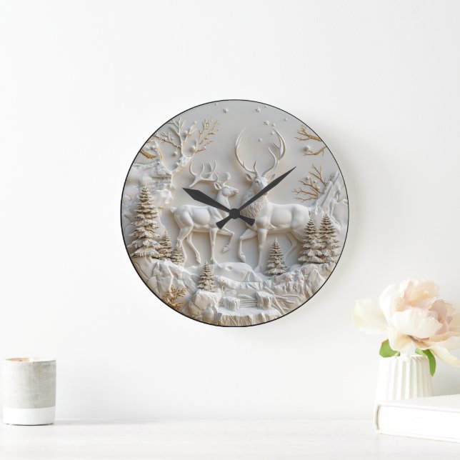 Relógio Grande Decoração majestosa de Reindeer de Natal (Lar)