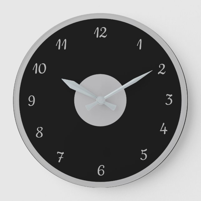 Relógio Grande Decoração Moderna Negra Elegante (Frente)