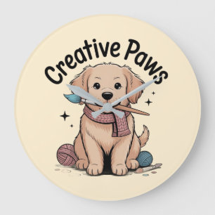 Relógio Grande Decoração para Amantes de Pintura de Cães Patas Cr