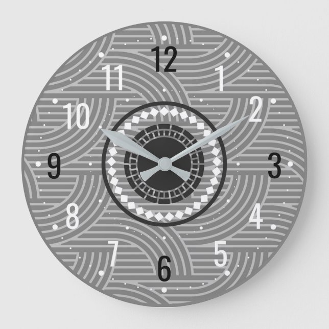 Relógio Grande Decoração única e antiga - Cinza moderna (Frente)