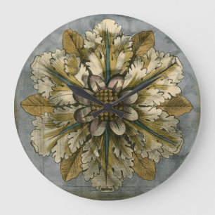 Relógio Grande Decorative Demask Rosette on Grey Background