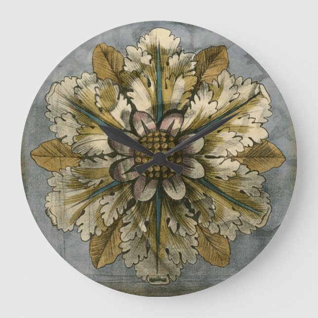Relógio Grande Decorative Demask Rosette on Grey Background (Frente)