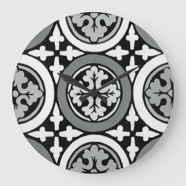 Relógio Grande Decorative Renaissance Rosette Tile Design (Frente)