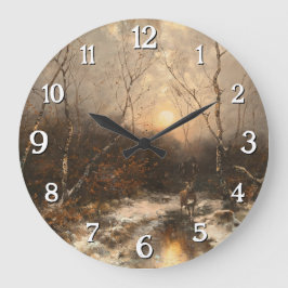 Relógio Grande Deer in a Forest - Désiré Thomassin