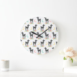 Relógio Grande Deer Pattern, Baby Deer, Boho, Flores, Lua