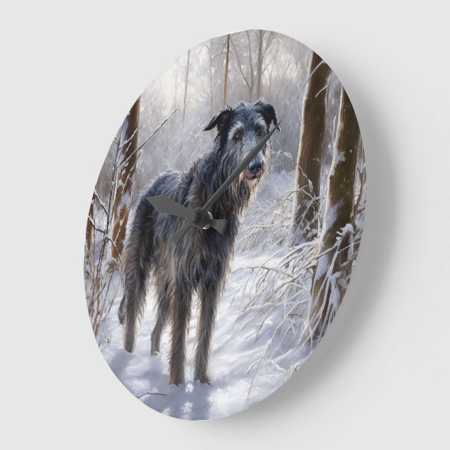 Relógio Grande Deerhound Escocês Deixe-o nevar no Natal (Ângulo)