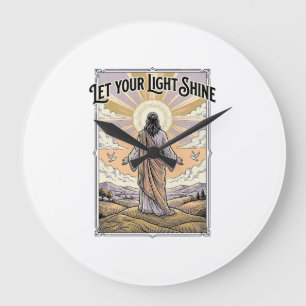 Relógio Grande Deixe Sua Luz Brilhar Fé Vintage