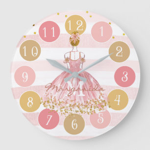 Relógio Grande Delicar Aquarela Ballerina Monograma Rosa