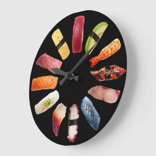 Relógio Grande Delicioso Nigiri Sushi Colorido e Divertido