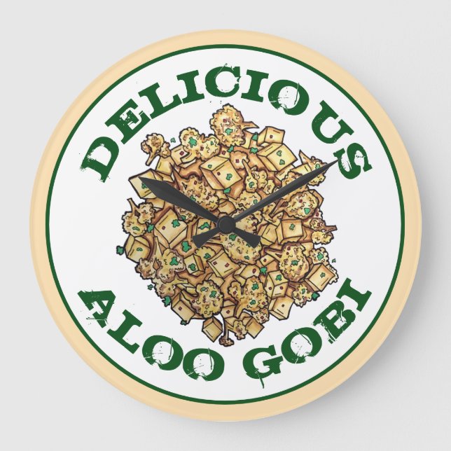 Relógio Grande Delicious Aloo Gobi Comida indiana Coury (Frente)