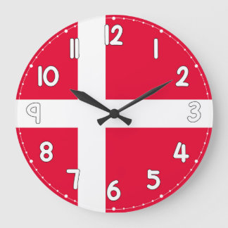 Relógio Grande Denmark Flag Wall Clock – Patriotic Danish Decor