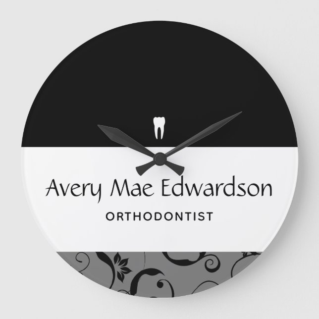 Relógio Grande Dental Office Funcionarios Pro Damask (Frente)
