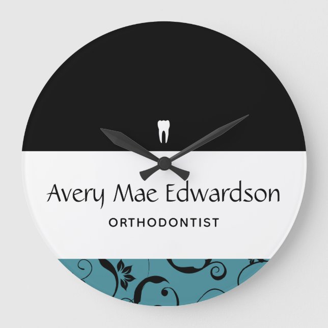 Relógio Grande Dental Office Funcionarios Pro Damask (Frente)