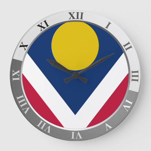 Relógio Grande Denver flag Large Clock (Frente)