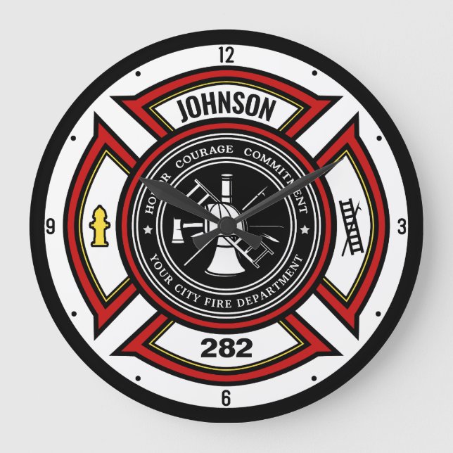 Relógio Grande Departamento de Bombeiros NOME ADD. Bombeiro Salva (Frente)