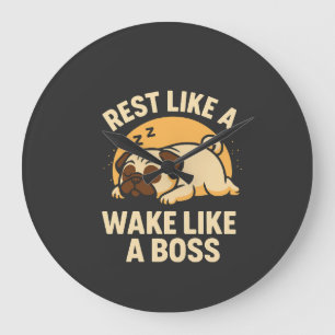Relógio Grande Descansa Como Um Pug - Acorda Como Um Boos