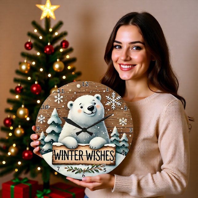 Relógio Grande Desejos de Inverno do Urso Polar (Criador carregado)