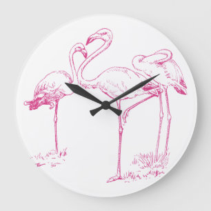 Relógio Grande Desenho cor-de-rosa do flamingo do vintage