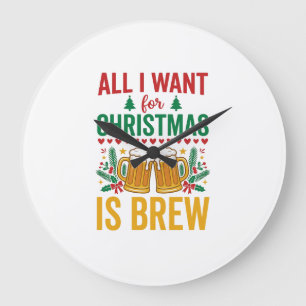Relógio Grande Desenho da Bebida de Férias Christmas Brew