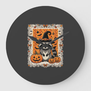 Relógio Grande Desenho de Abóbora de Halloween de Guaxinim Assust