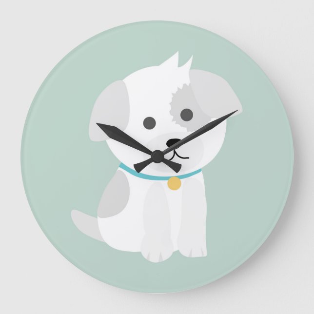 Relógio Grande Desenho de Cartoon de Cachorro Bonito (Frente)