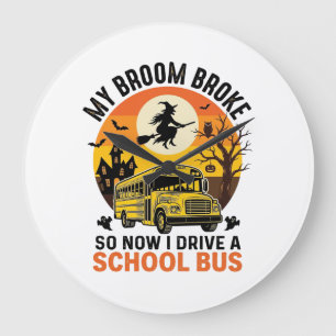 Relógio Grande Desenho de professor vintage de bruxa de ônibus es