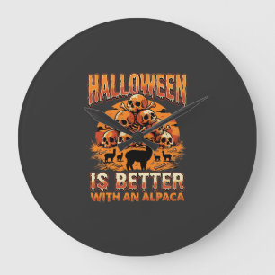 Relógio Grande Desenho de Terror Retro de Pilha de Crânios de Alp