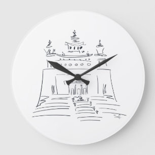 Relógio Grande Desenho esboço templo budista