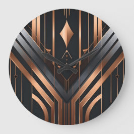 Relógio Grande Desenho Geométrico em Cobre e Prata Art Déco