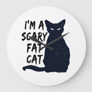 Relógio Grande Desenho gráfico de gato preto assustador de Hallow