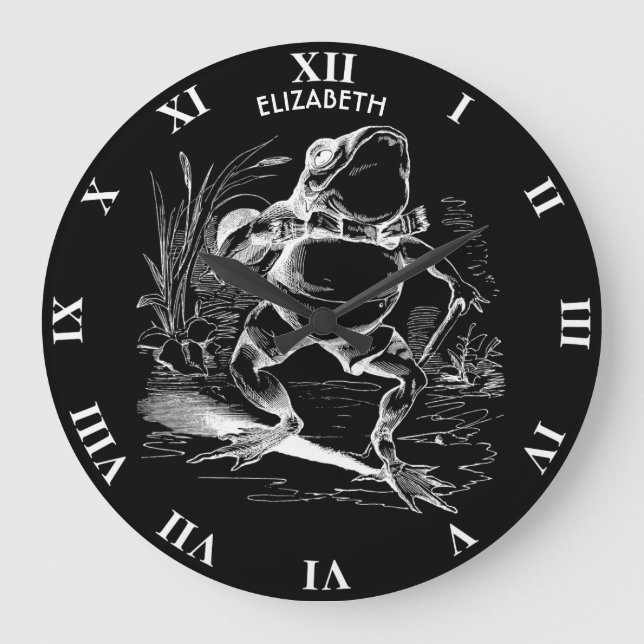 Relógio Grande Desenho transparente do Sapo de navegação da Vinta (Frente)