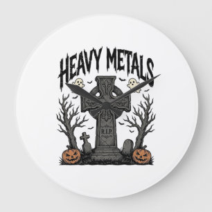 Relógio Grande Desenho Vetorial Cemitério de Halloween de Metais 