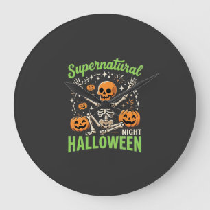 Relógio Grande Desenho Vetorial de Halloween de Esqueleto Sobrena