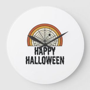 Relógio Grande Desenho Vetorial de Teia de Aranha Vintage Feliz H