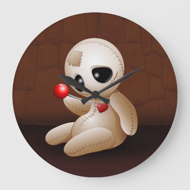 Relógio Grande Desenhos animados da boneca do Voodoo no amor (Frente)