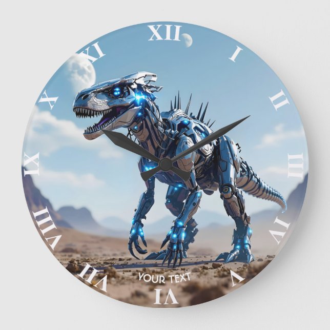 Relógio Grande Deserto de Dinossaur Cibborg Fantasy Cute (Frente)