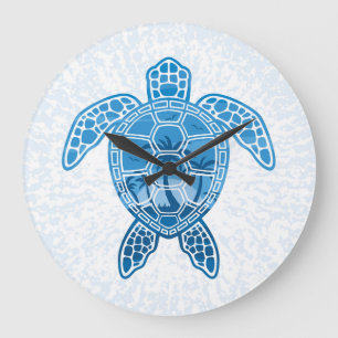 Relógio Grande Design azul de Tartaruga Marinha Tropical