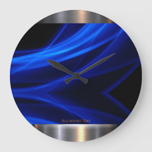 Relógio Grande Design azul do metal do Abstrato-&