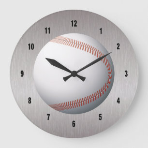 Relógio Grande Design branco & vermelho do basebol