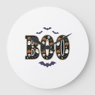 Relógio Grande Design de abóbora fantasma Boo de Halloween fofo