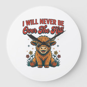 Relógio Grande Design de aniversário engraçado de vaca das Terras