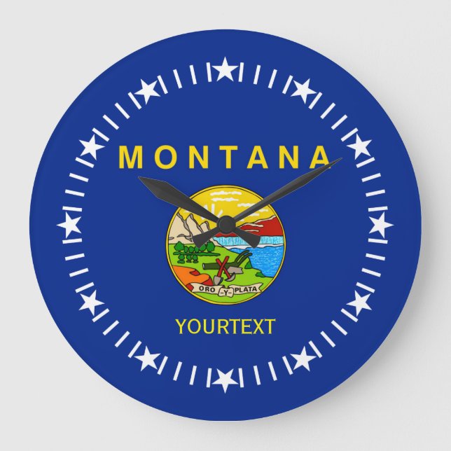 Relógio Grande Design de bandeira personalizada de Montana em um (Frente)
